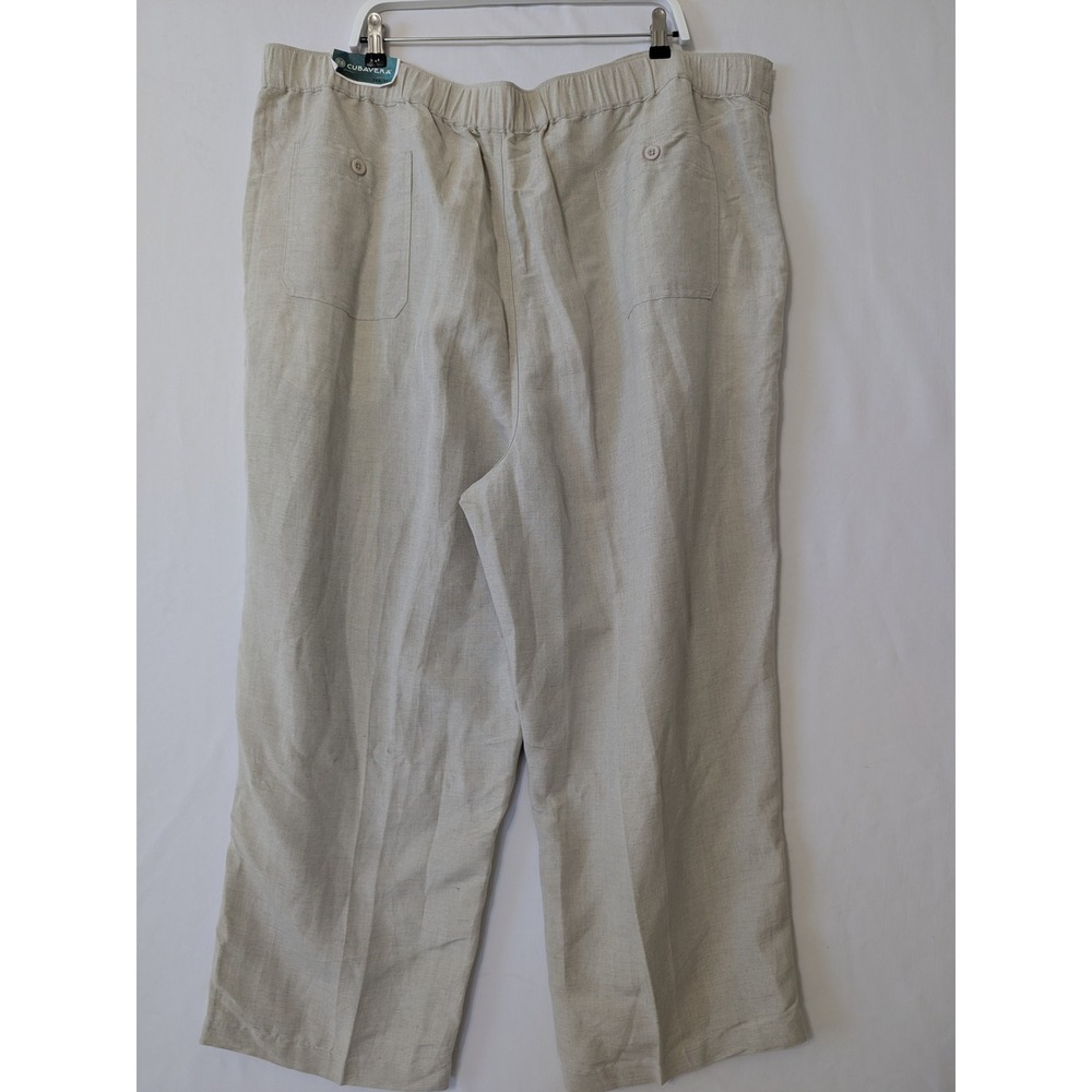 Cubavera Mens 3XB Linen Blend Drawstring Pants Beige Relaxed Straight Leg New - Picture 2 of 8